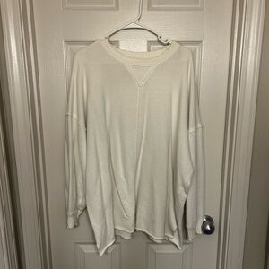 Aerie White Oversized Crewneck